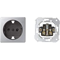 Simon 82041-33 tapa enchufe 2p+tt schuko+segur. s82 alu mate Ref. 6558233231 + 75432-39 enchufe 2p+tt schuko emb…